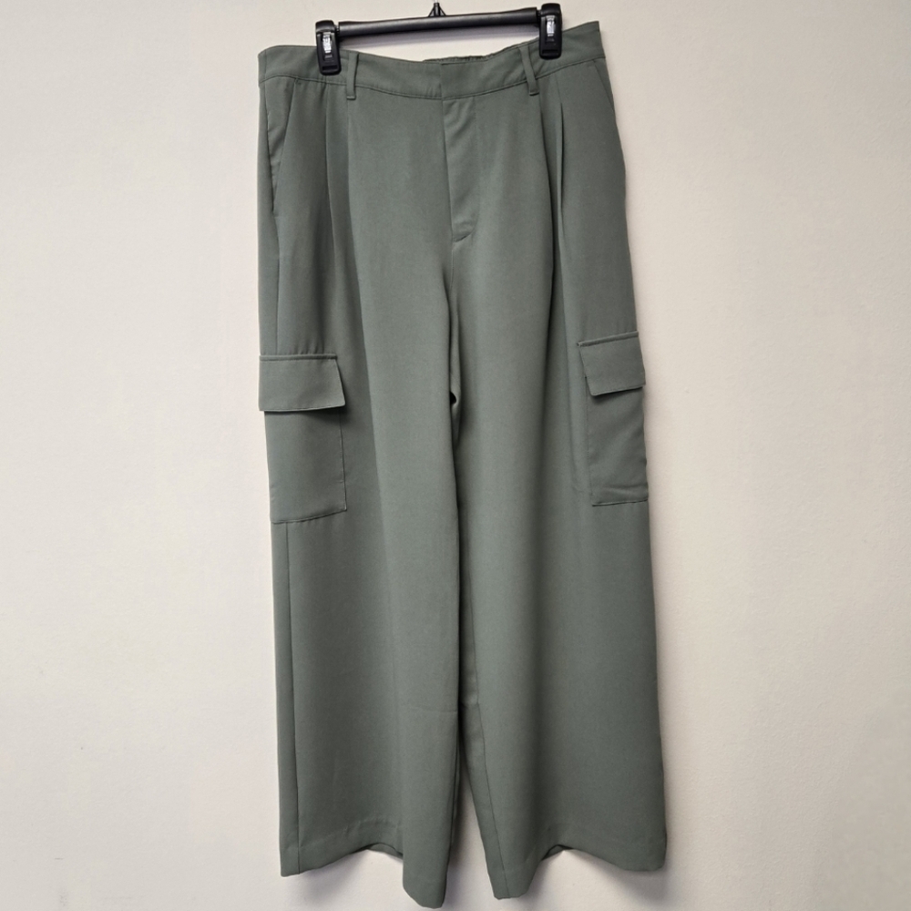 Gap High Rise Easy Wide Leg Cargo Trousers Sage Green 16 - Picture 4 of 10